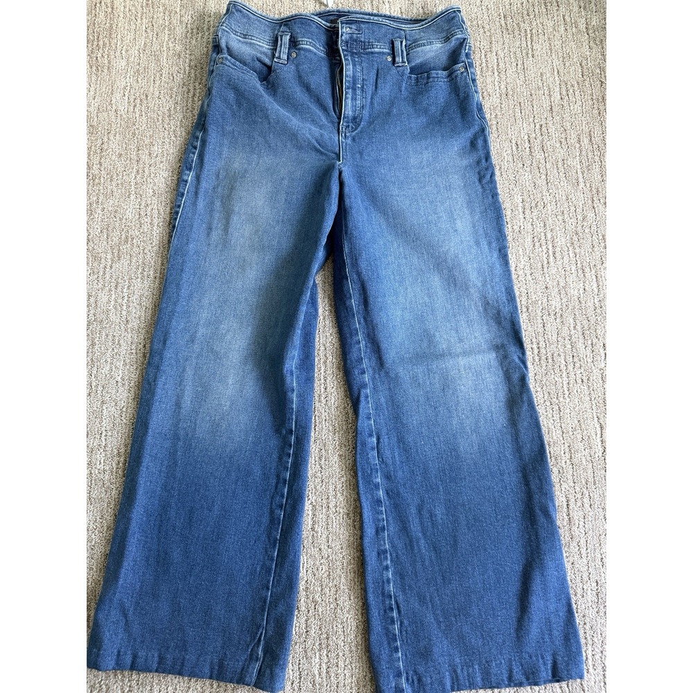NYDJ Size 12 Wide Leg Jeans Blue Denim Lift Tuck Stretch 28" Inseam